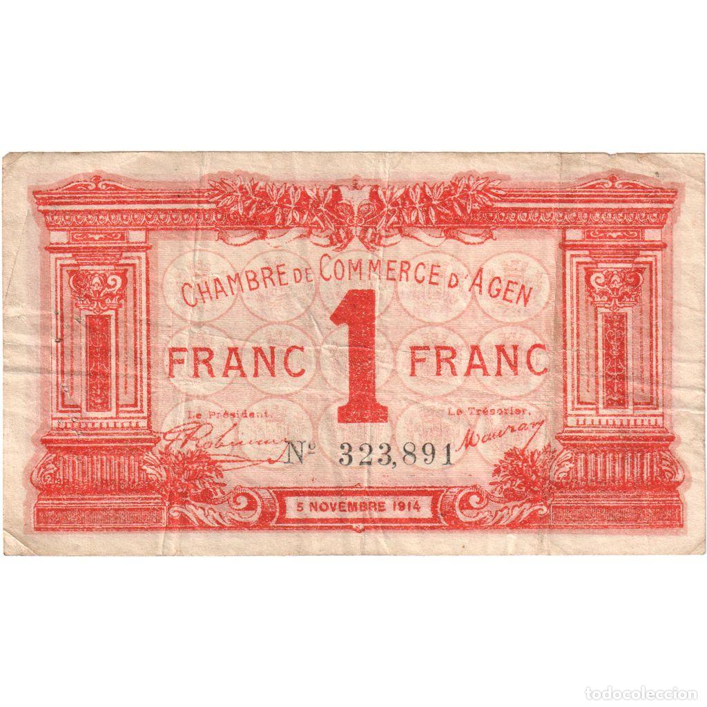 Billetes extranjeros: [#1185224] Francia, Agen, 1 Franc, 1914-11-05, 323891, BC