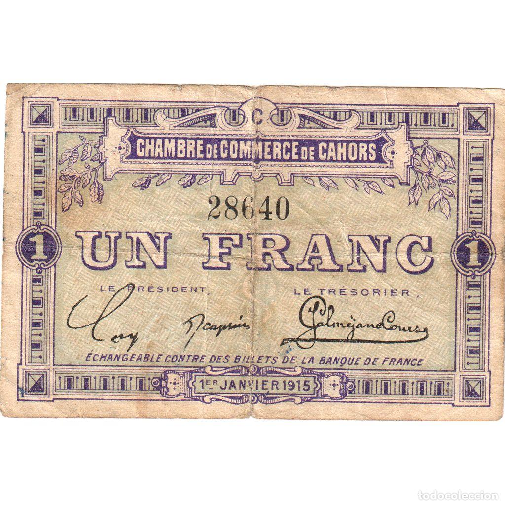 Billetes extranjeros: [#1185228] Francia, Cahors, 1 Franc, 1915-01-01, 28640, BC