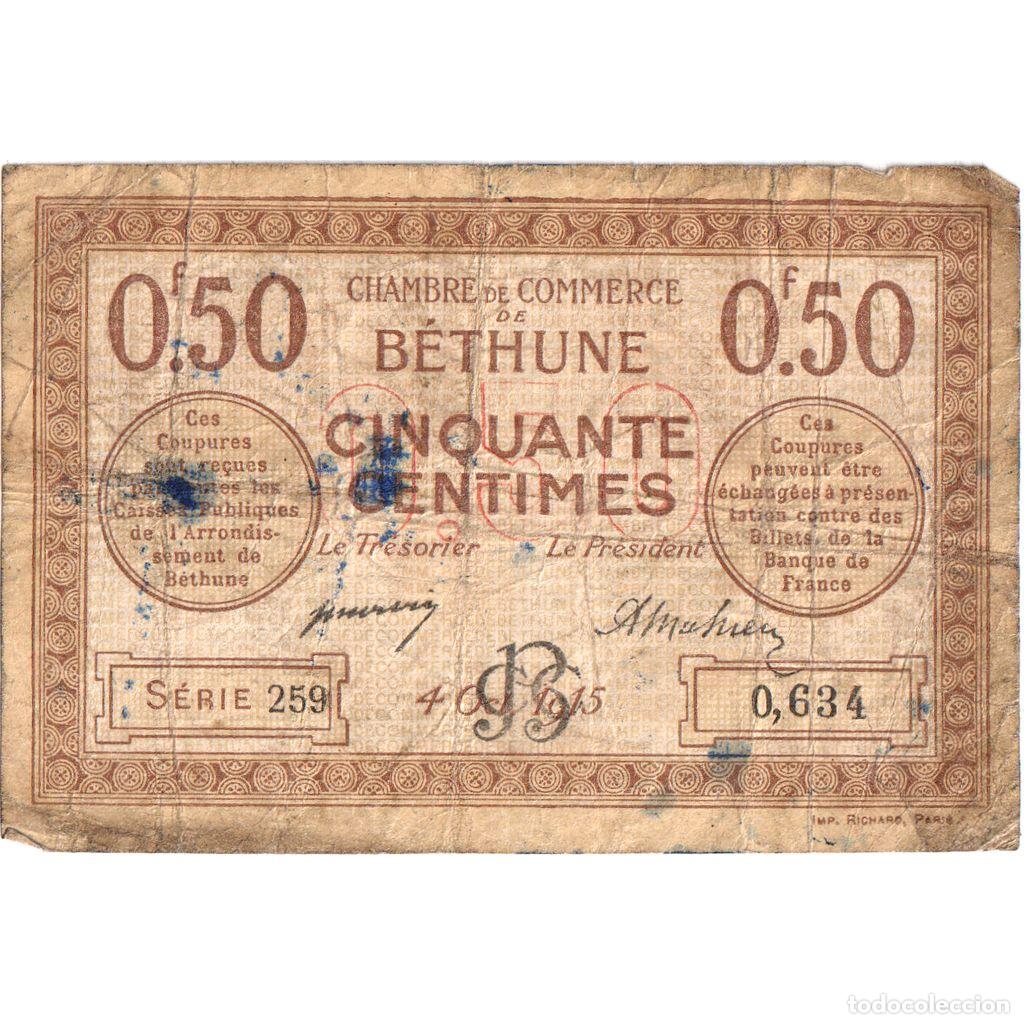 Billetes extranjeros: [#1185232] Francia, B&eacute;thune, 50 Centimes, 1915-10-04, SERIE 259, BC