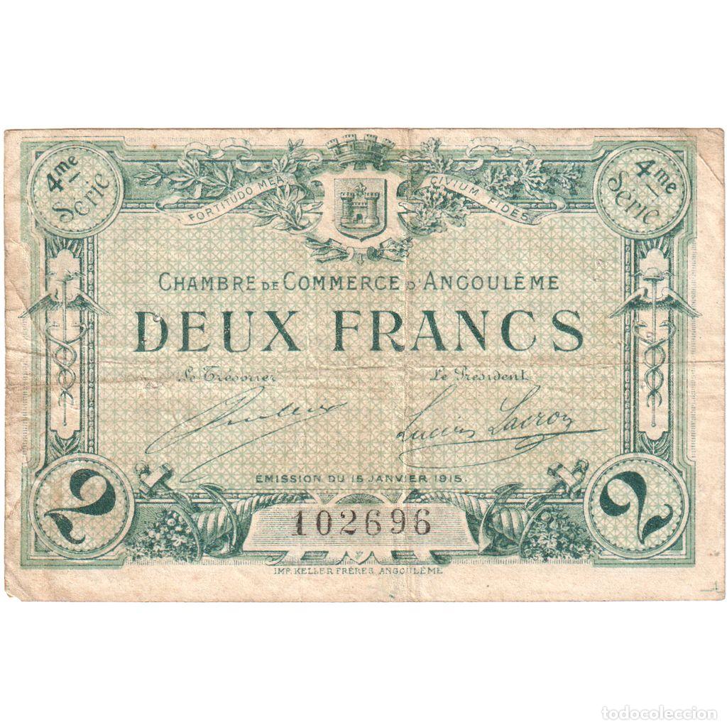 Billetes extranjeros: [#1185223] Francia, 2 Francs, 1915-01-15, SERIE 4, Angoul&ecirc;me, BC