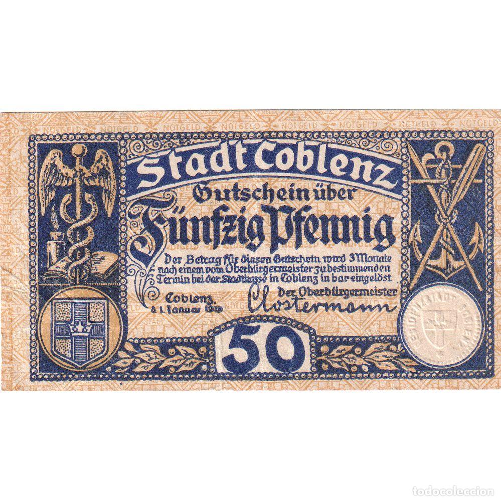 Billetes extranjeros: [#1185253] Alemania, Coblenz Stadt, 50 Pfennig, 1919-01-01, BC+