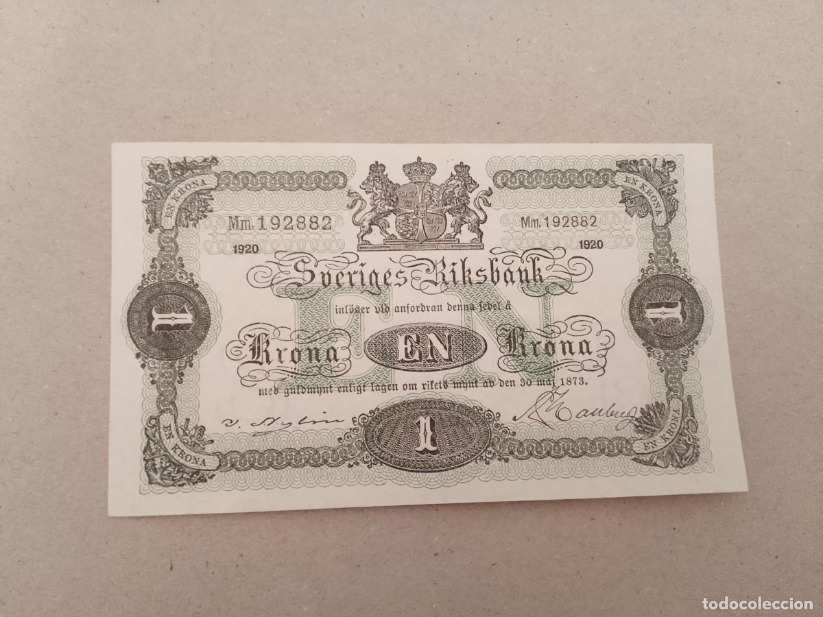 Billetes extranjeros: Billete Suecia, 1 kronor, a&ntilde;o 1920, xf+