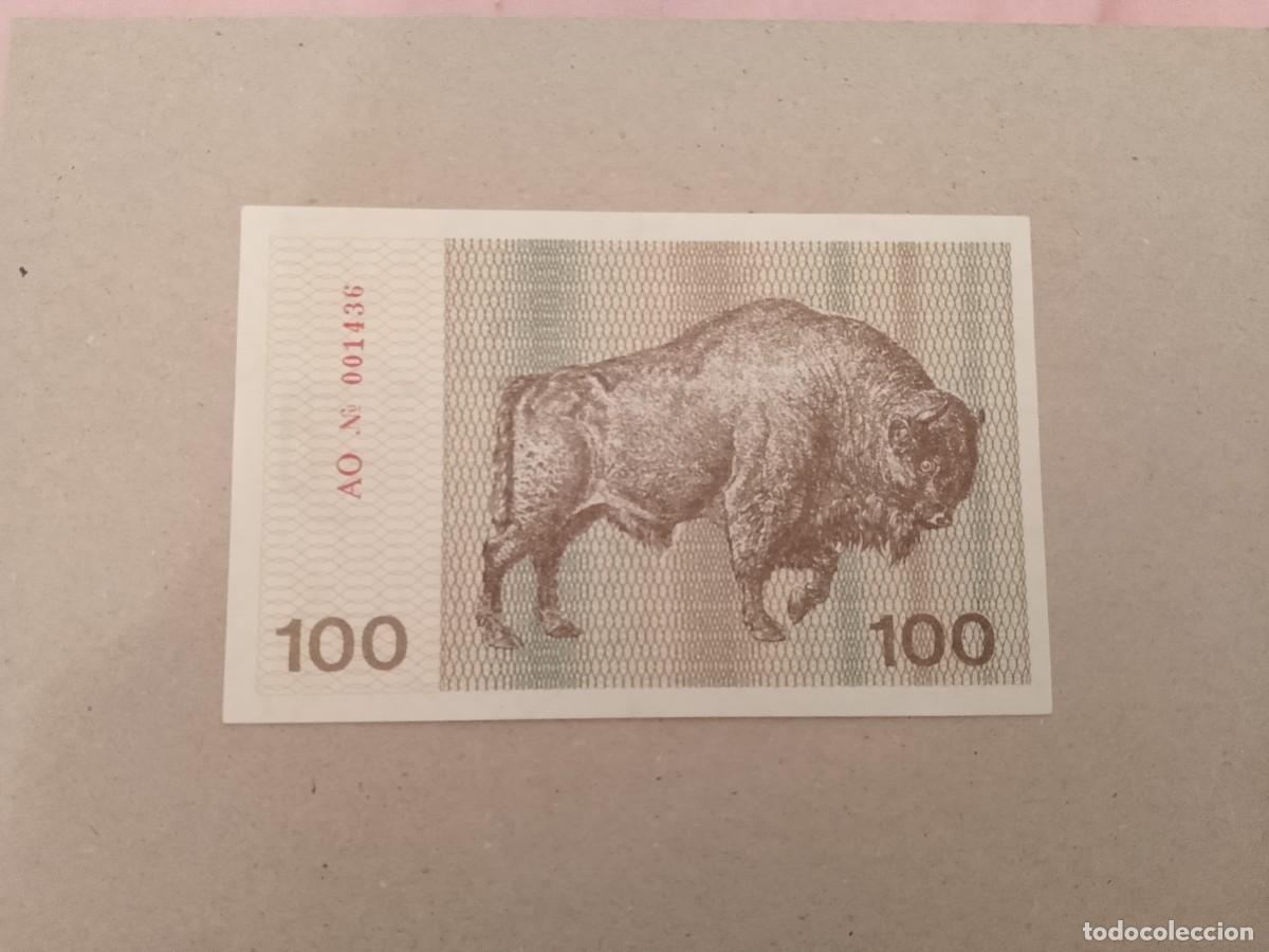Billetes extranjeros: Billete Lituania, 100 talona, serie A, n&ordm; bajo, a&ntilde;o 1991, UNC