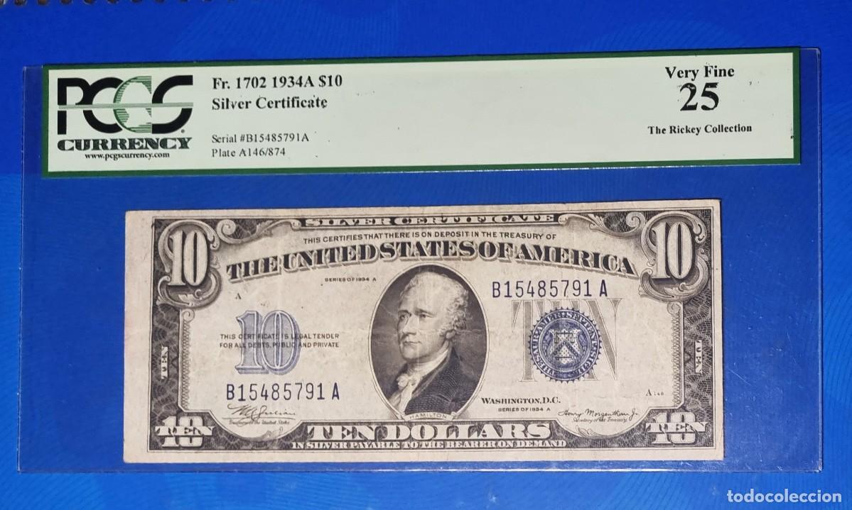 Billetes extranjeros: ESTADOS UNIDOS USA PCGS 25 |SOLO ACEPTO PAYPAL| BILLETE $ 10 DOLARES 1934 LEER DESCRIPCION