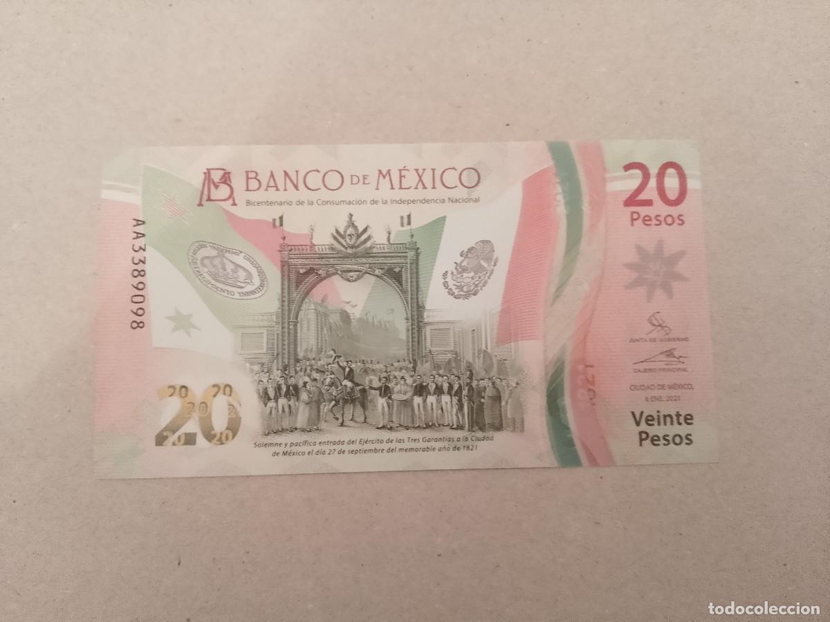 Billetes extranjeros: Billete M&eacute;xico, 20 pesos, serie AA, conmemorativo, a&ntilde;o 2021, UNC