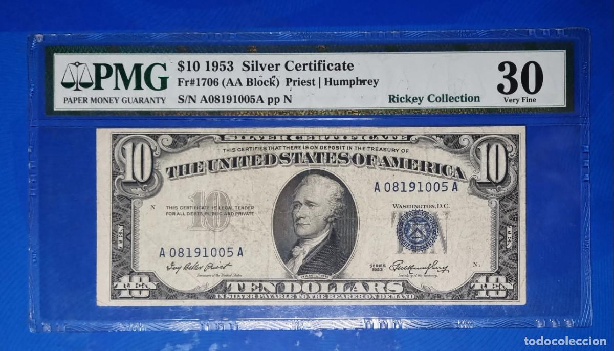 Billetes extranjeros: ESTADOS UNIDOS USA PMG 30 RARO |SOLO ACEPTO PAYPAL| BILLETE $ 10 DOLARES 1953 LEER DESCRIPCION