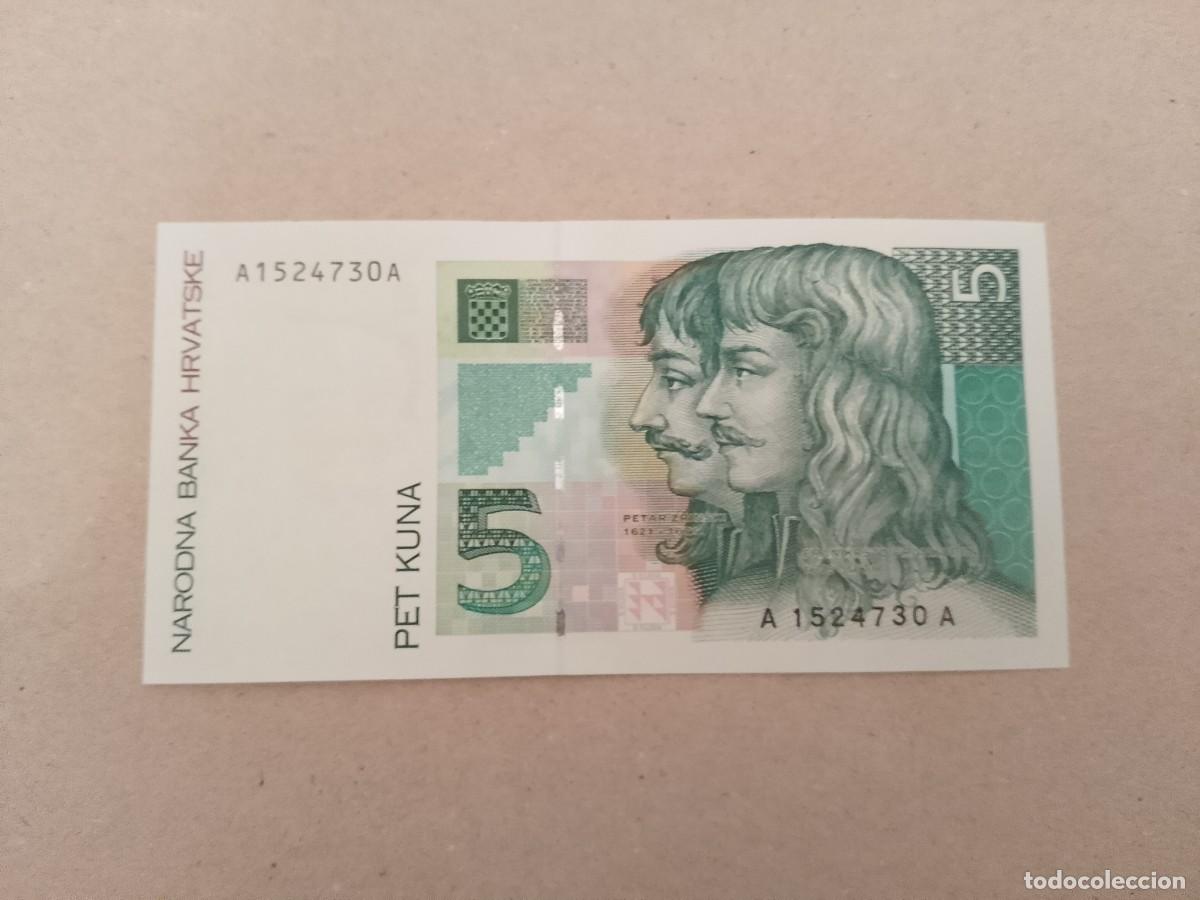 Billetes extranjeros: Billete Croacia, 5 Kuna, serie AA, a&ntilde;o 1993, UNC