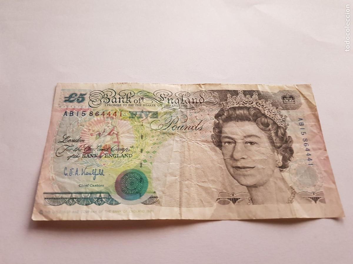 Billetes extranjeros: INGLATERRA- 5 LIBRAS-1990