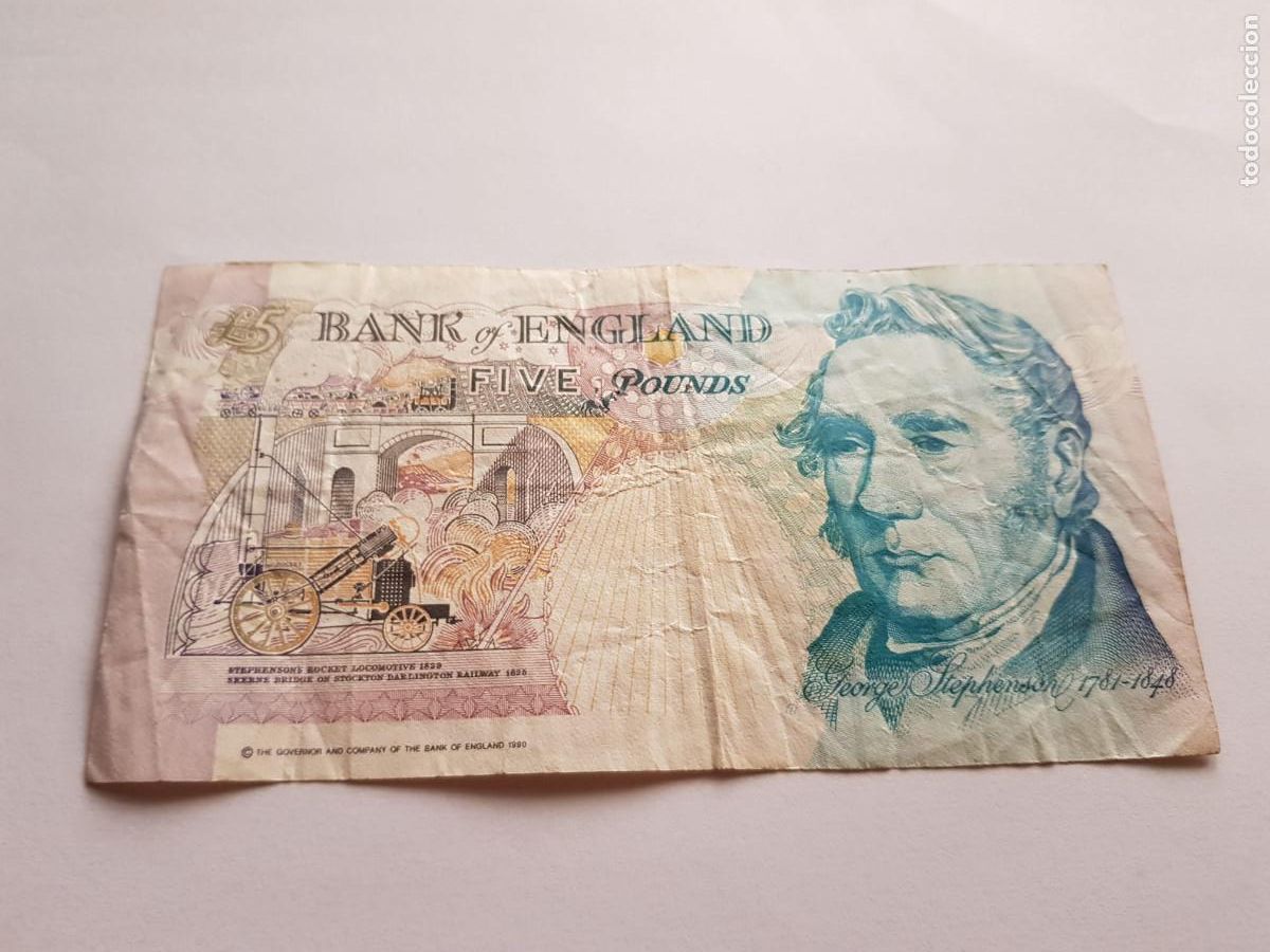 Billetes extranjeros: INGLATERRA- 5 LIBRAS-1990 - Foto 2