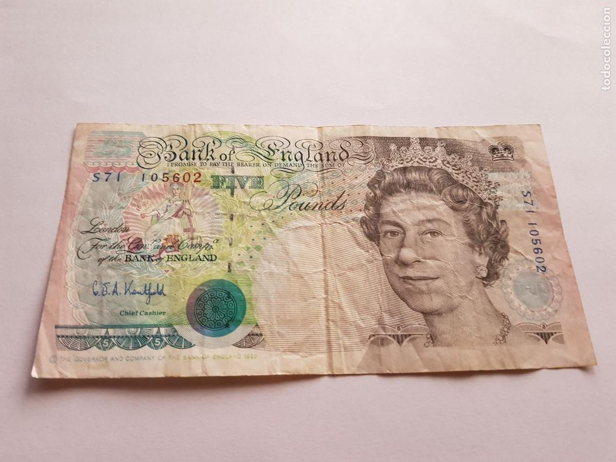 Billetes extranjeros: INGLATERRA- 5 LIBRAS-1990