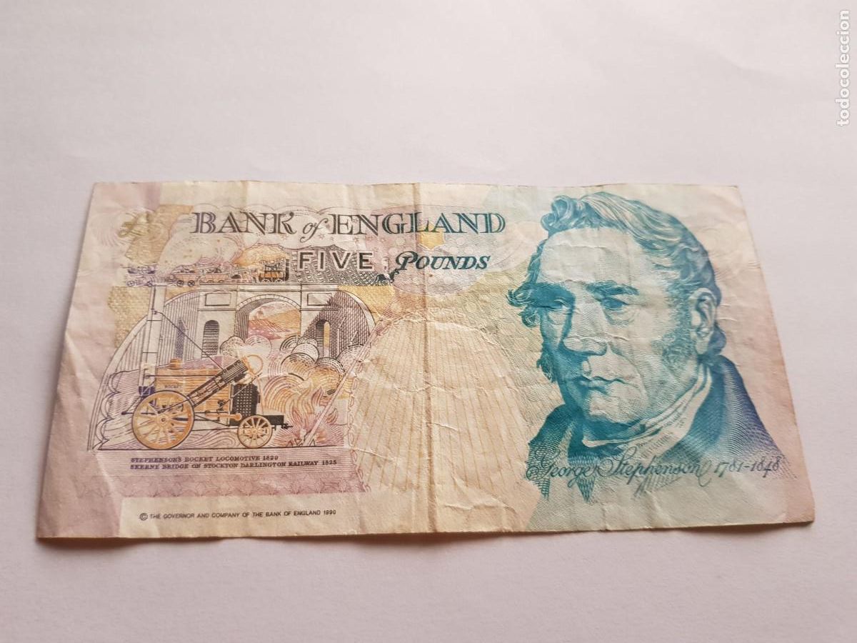 Billetes extranjeros: INGLATERRA- 5 LIBRAS-1990 - Foto 2
