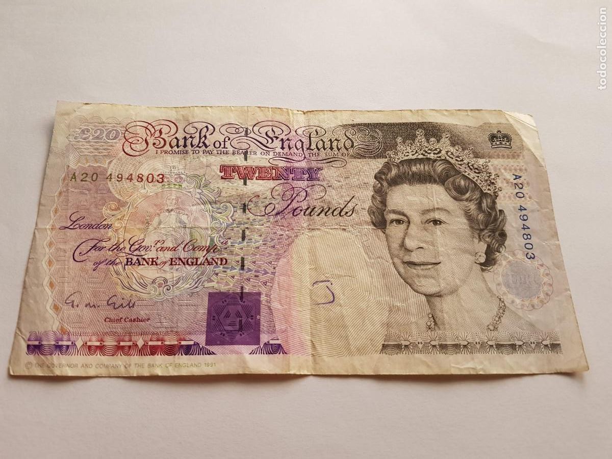 Billetes extranjeros: INGLATERRA- 20 LIBRAS-1991
