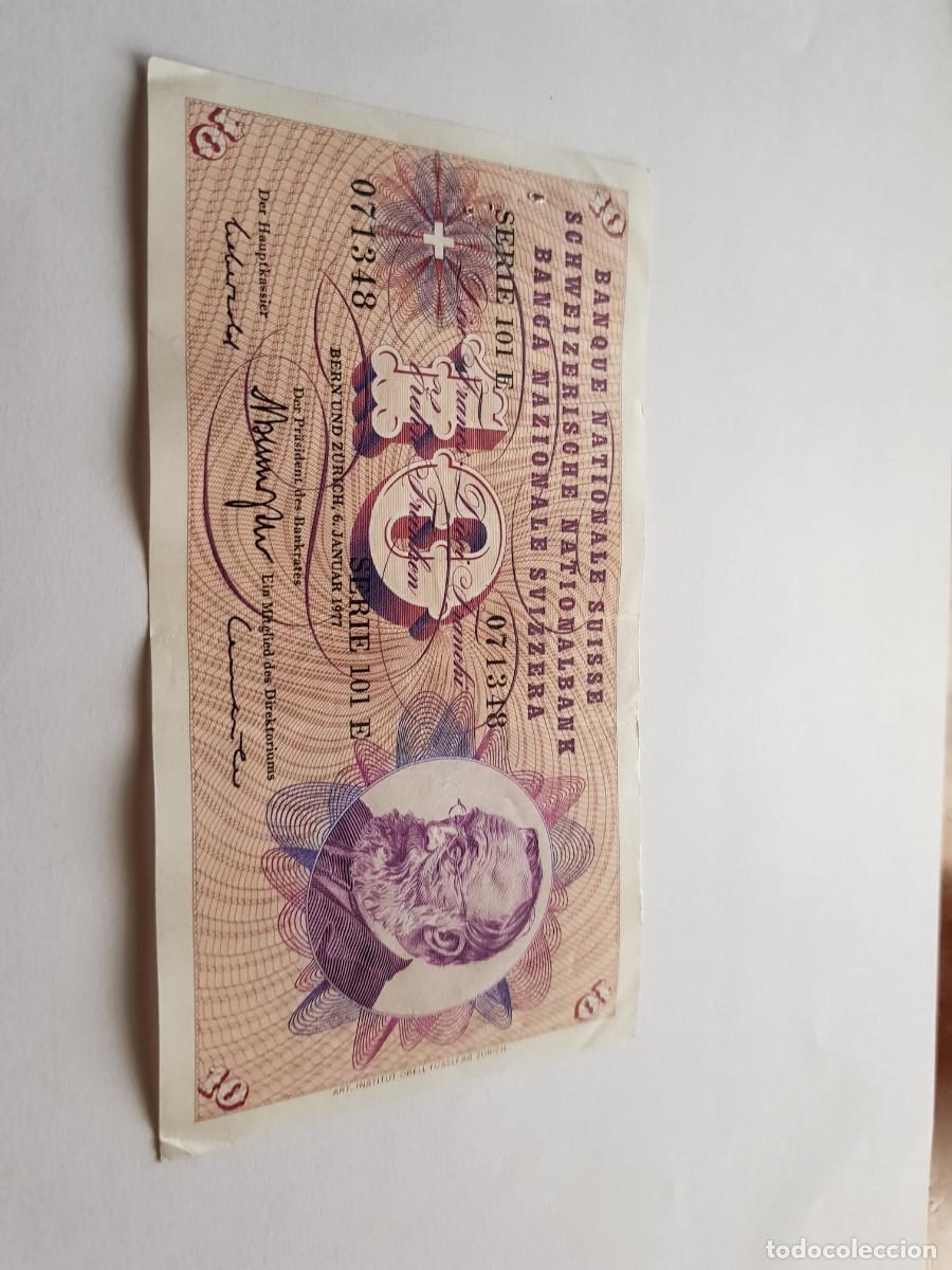 Billetes extranjeros: SUIZA- 10 FRANCOS- 1977