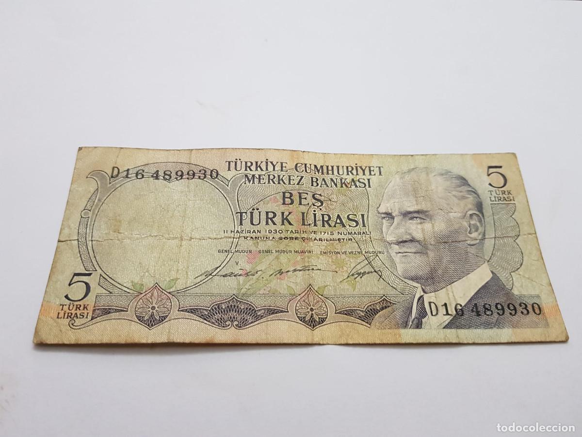 Billetes extranjeros: TURQUIA-5 LIRAS-1930