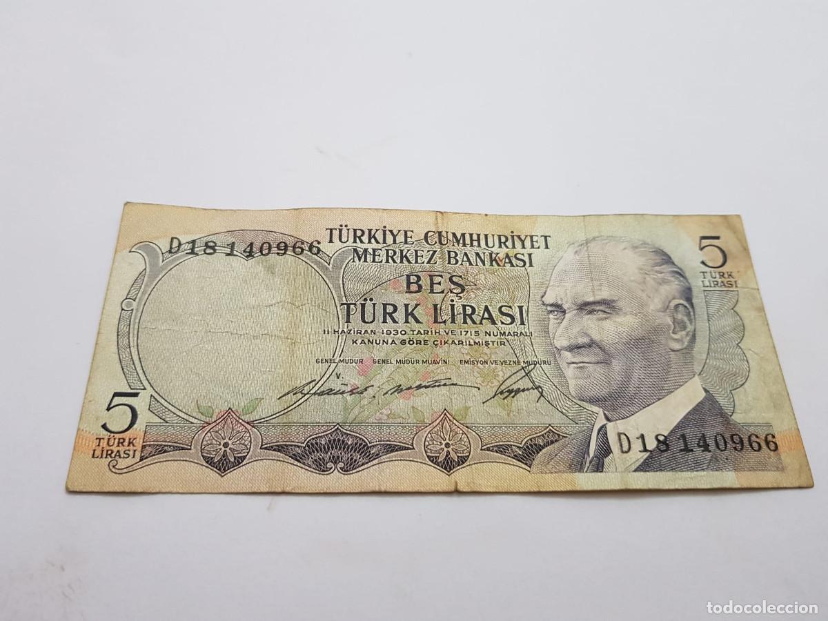Billetes extranjeros: TURQUIA-5 LIRAS-1930