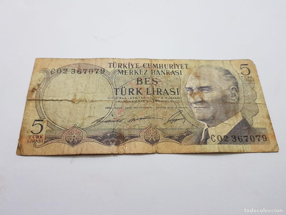 Billetes extranjeros: TURQUIA-5 LIRAS-1930