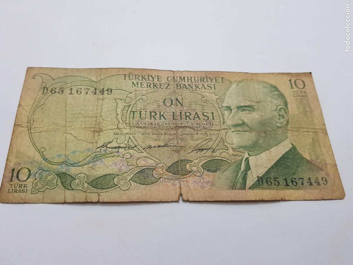 Billetes extranjeros: TURQUIA-10 LIRAS-1930