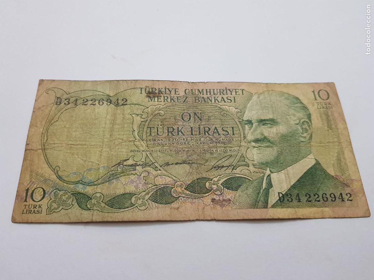 Billetes extranjeros: TURQUIA-10 LIRAS-1930
