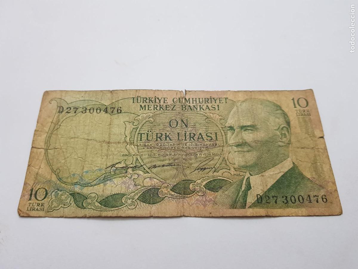 Billetes extranjeros: TURQUIA-10 LIRAS-1930