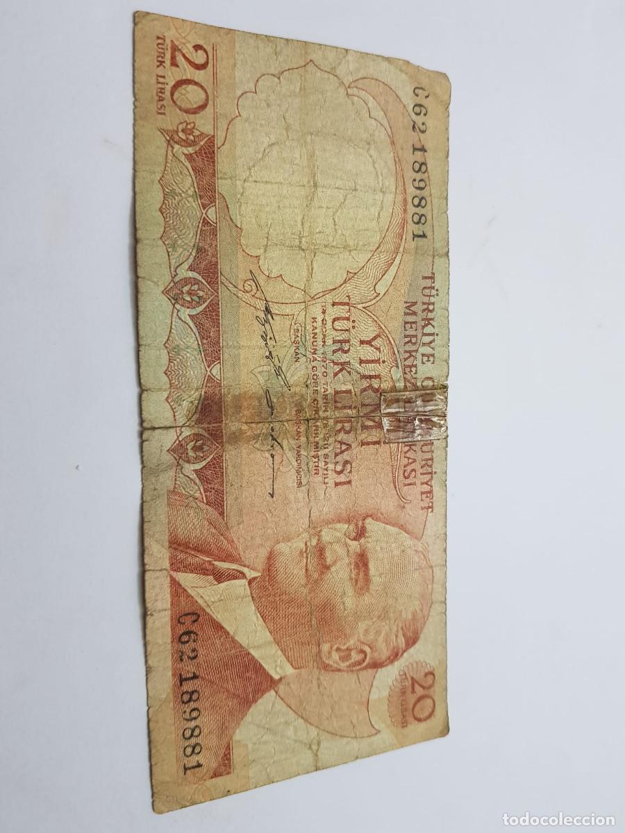 Billetes extranjeros: TURQUIA-20 LIRAS-1970
