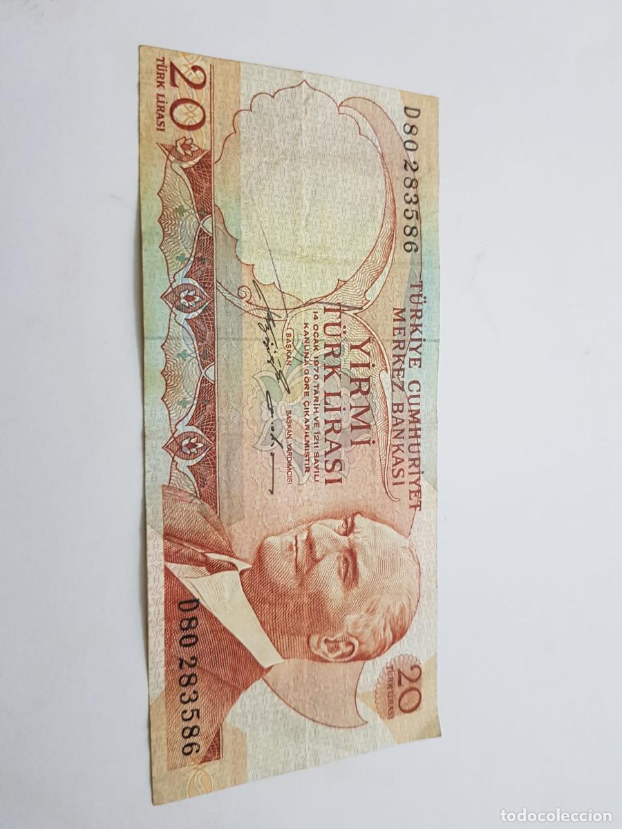 Billetes extranjeros: TURQUIA-20 LIRAS-1970