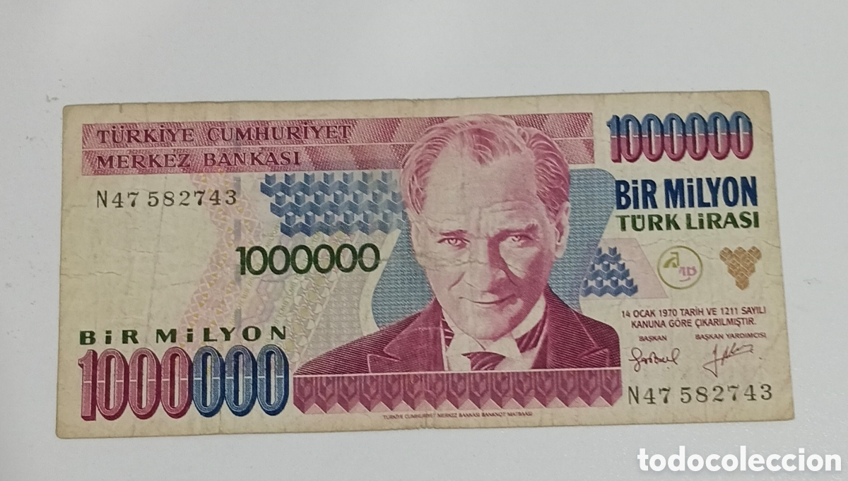 Billetes extranjeros: Billete Turqu&iacute;a 1000000 original %