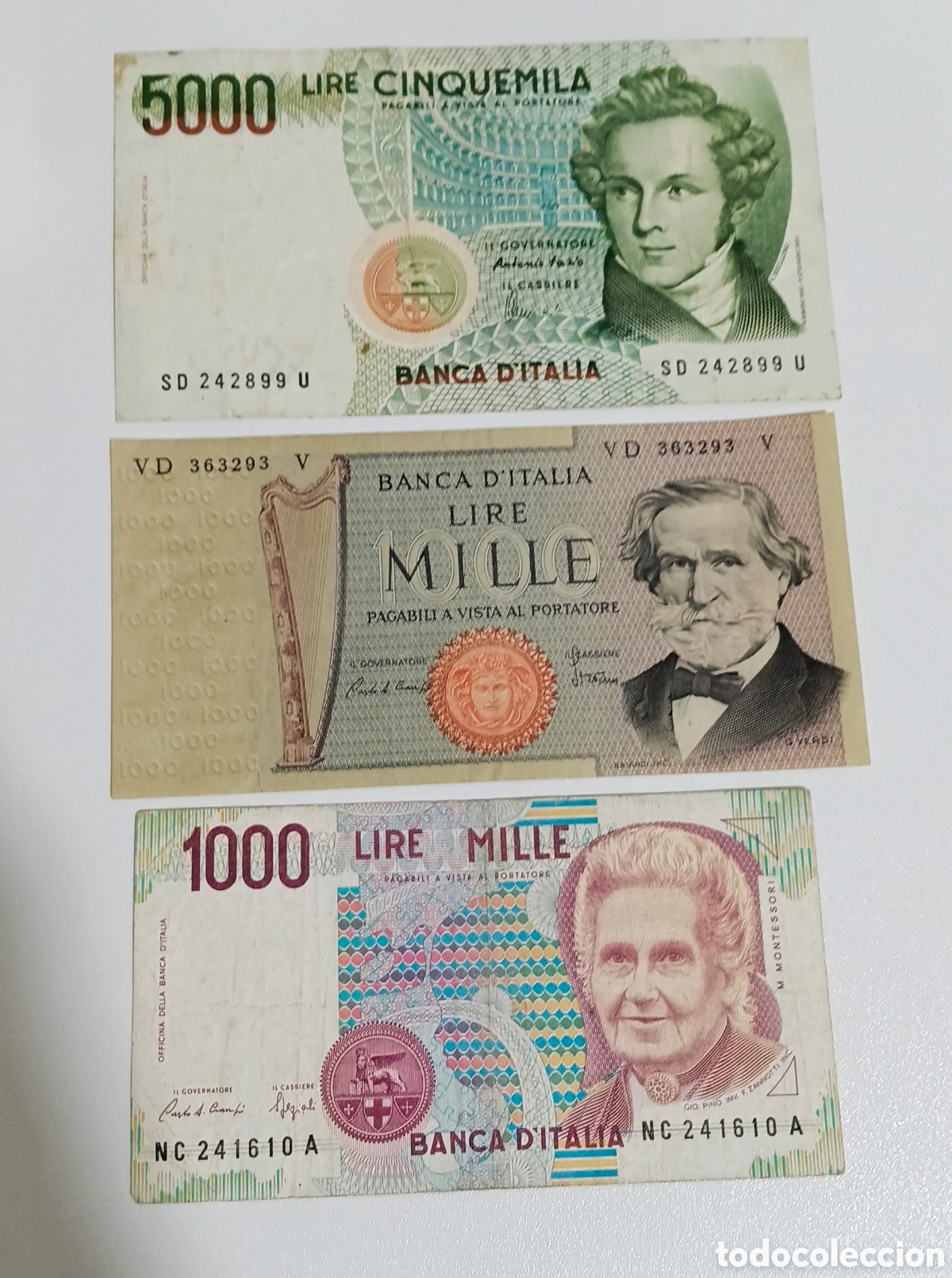 Billetes extranjeros: Lote 3 billetes Italia originales %