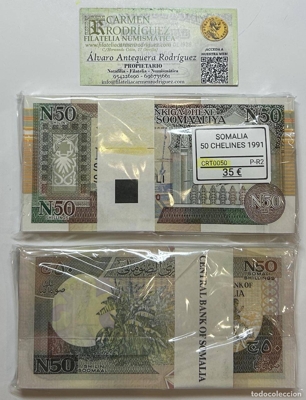 Billetes extranjeros: CRT0050 TACO 100 BILLETES SOMALIA 50 CHELINES 1991 R2
