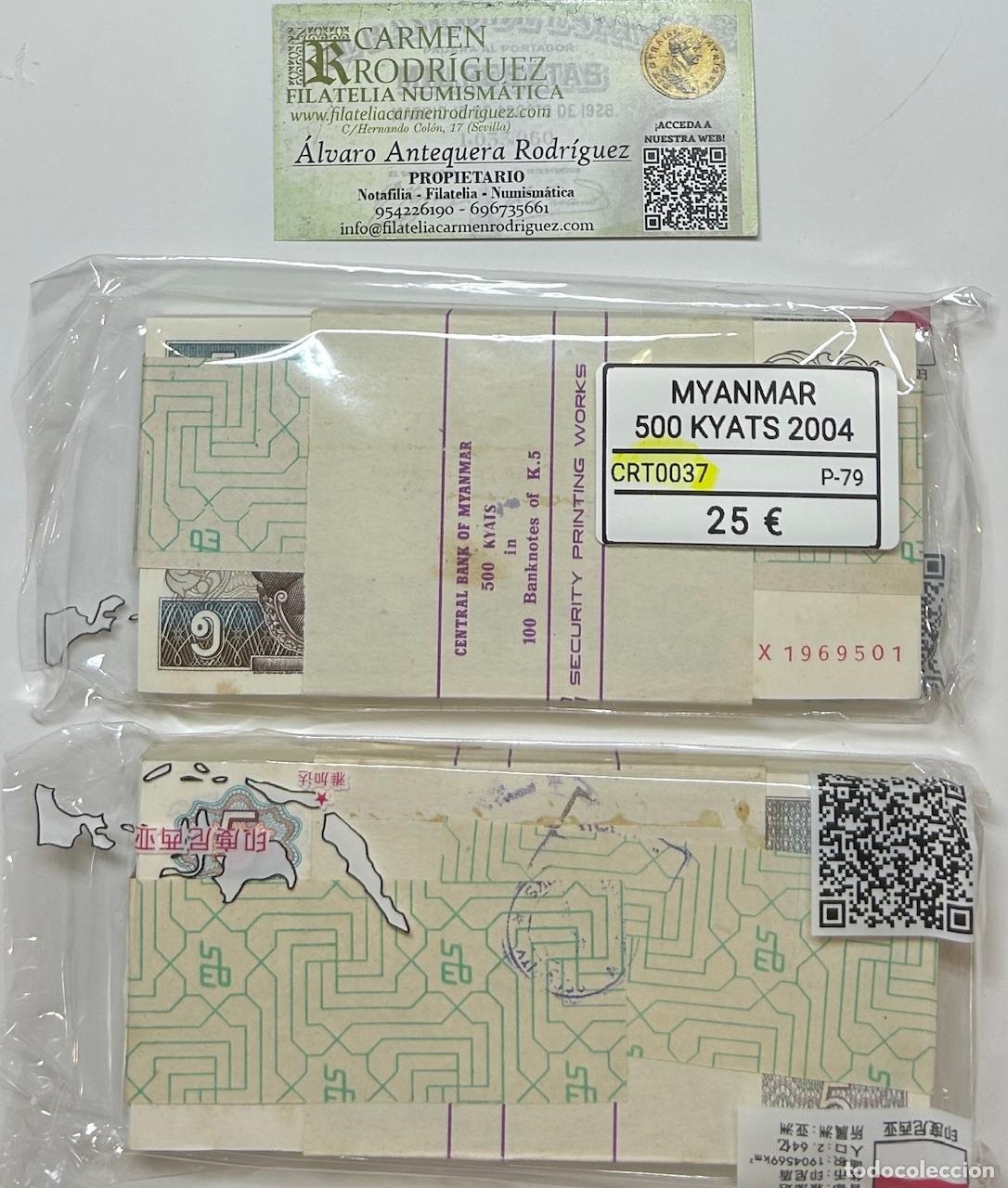 Billetes extranjeros: CRT0037 TACO 100 BILLETES MYANMAR 500 KYATS 2004 P-79