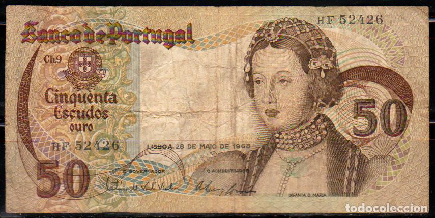 Billetes extranjeros: Portugal, 50 Escudos 05/1968, P-174a5, Ser. HB. Usado. Ver Fotos.