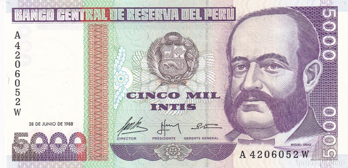 Billetes extranjeros: CRBX3262 BILLETE PERU 5000 INTIS 1988 SIN CIRCULAR