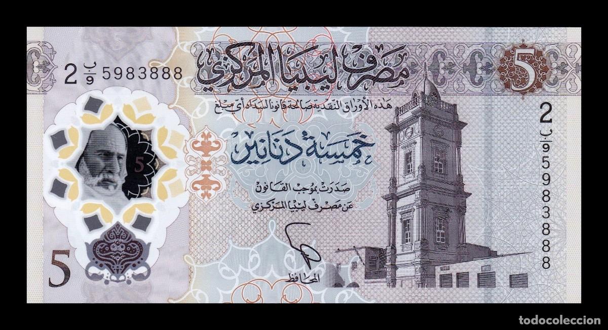 Billetes extranjeros: Libia 5 Dinares 2021 Pick 86a Pol&iacute;mero Sc Unc