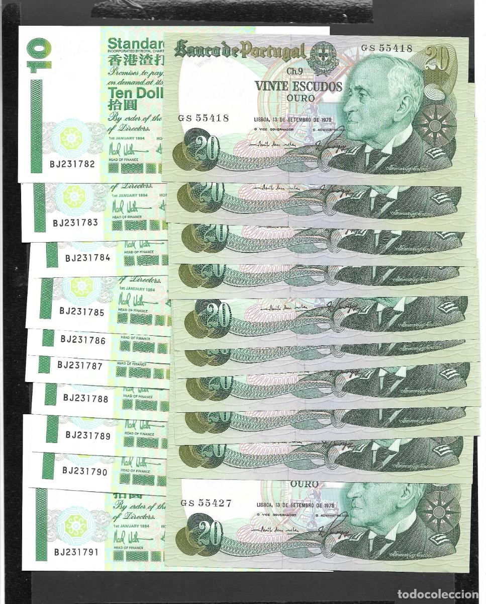 Billetes extranjeros: 20 BILLETES PORTUGAL Y HONG KONG 10X20 ESCUDOS 10X10 DOLLARS 1978-1994 S/C