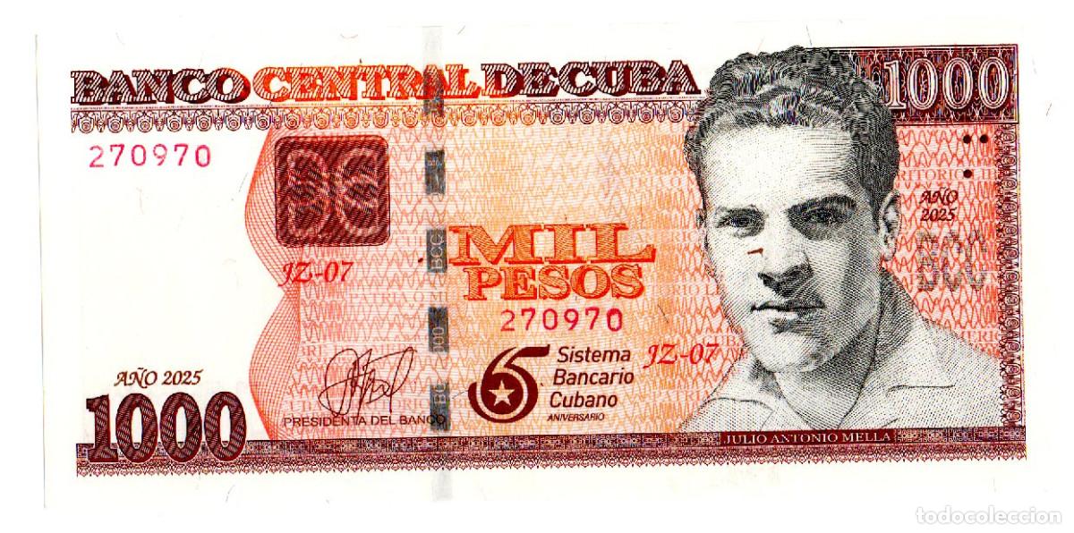 Billetes extranjeros: Billete Cuba 1000 pesos 2025 Conmemorativo Remplazo, Reemplazo, SC