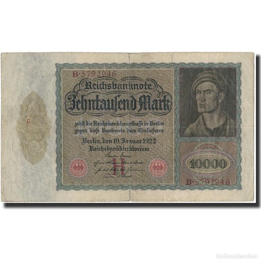 Billetes extranjeros: [#599898] Billete, 10,000 Mark, 1922, Alemania, KM:70, BC