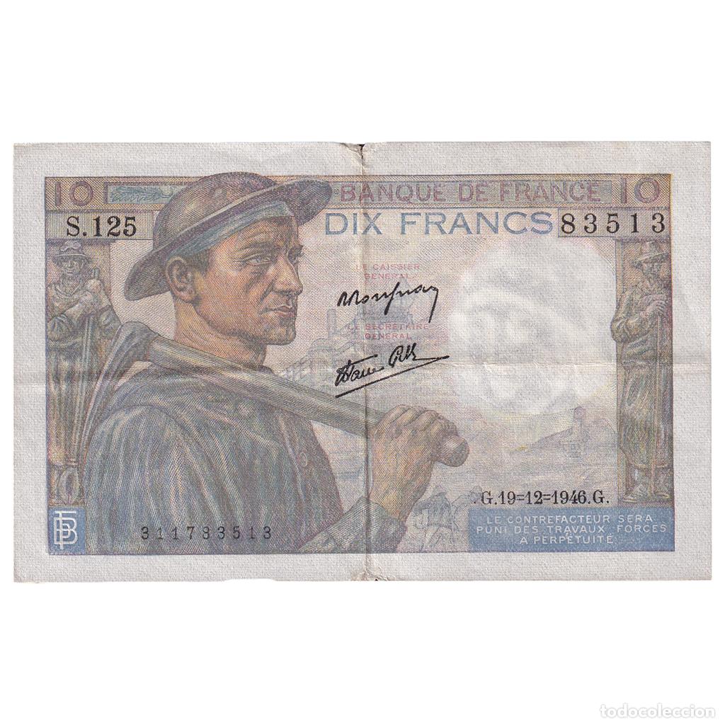 Billetes extranjeros: [#393121] Francia, 10 Francs, Mineur, 1946, S.125, MBC, Fayette:8.16, KM:99e