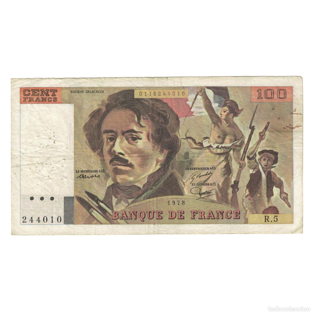 Billetes extranjeros: [#244805] Francia, 100 Francs, Delacroix, 1978, R.5 244010, BC, Fayette:69.01b, KM:154h
