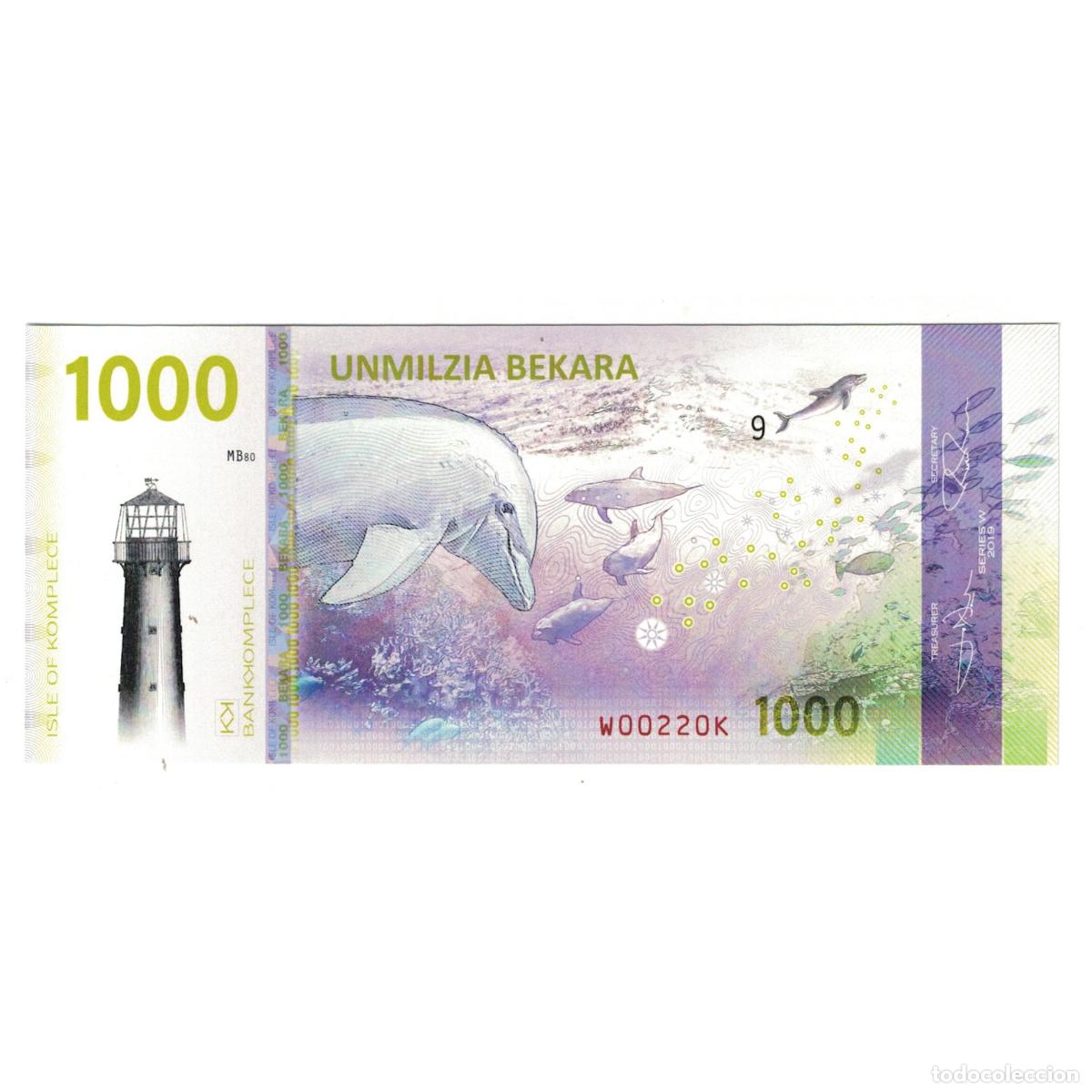 Billetes extranjeros: [#243696] Billete, Tourist Banknote, 2019, Estados Unidos, ISLE OF KOMPLECE 1000 BEKARA