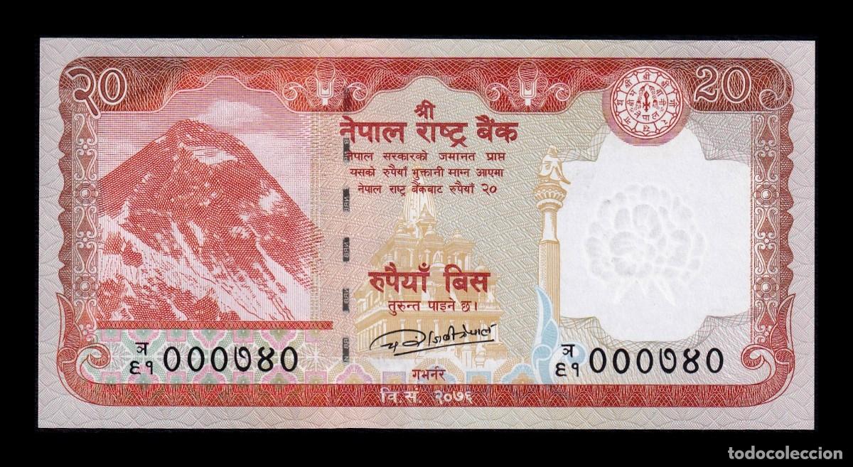 Billetes extranjeros: Nepal 20 Rupias 2020 Pick 78b Numeraci&oacute;n baja Sc Unc