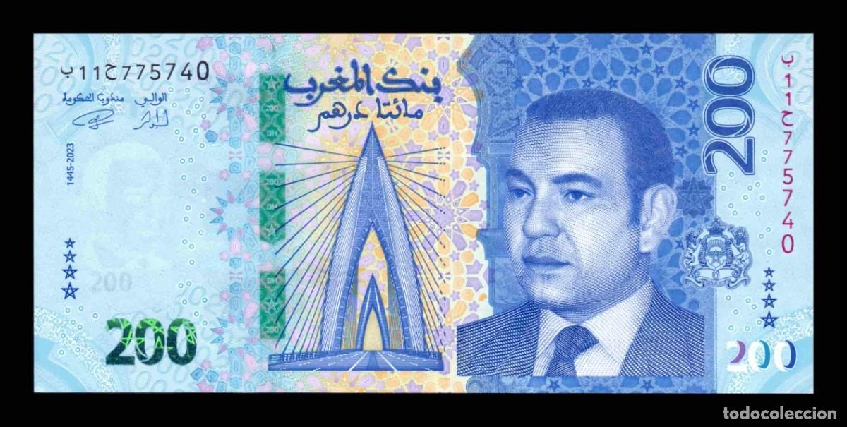 Billetes extranjeros: Marruecos 200 Dirhams 2023 (2024) Mohammed VI Pick 82 Sc Unc