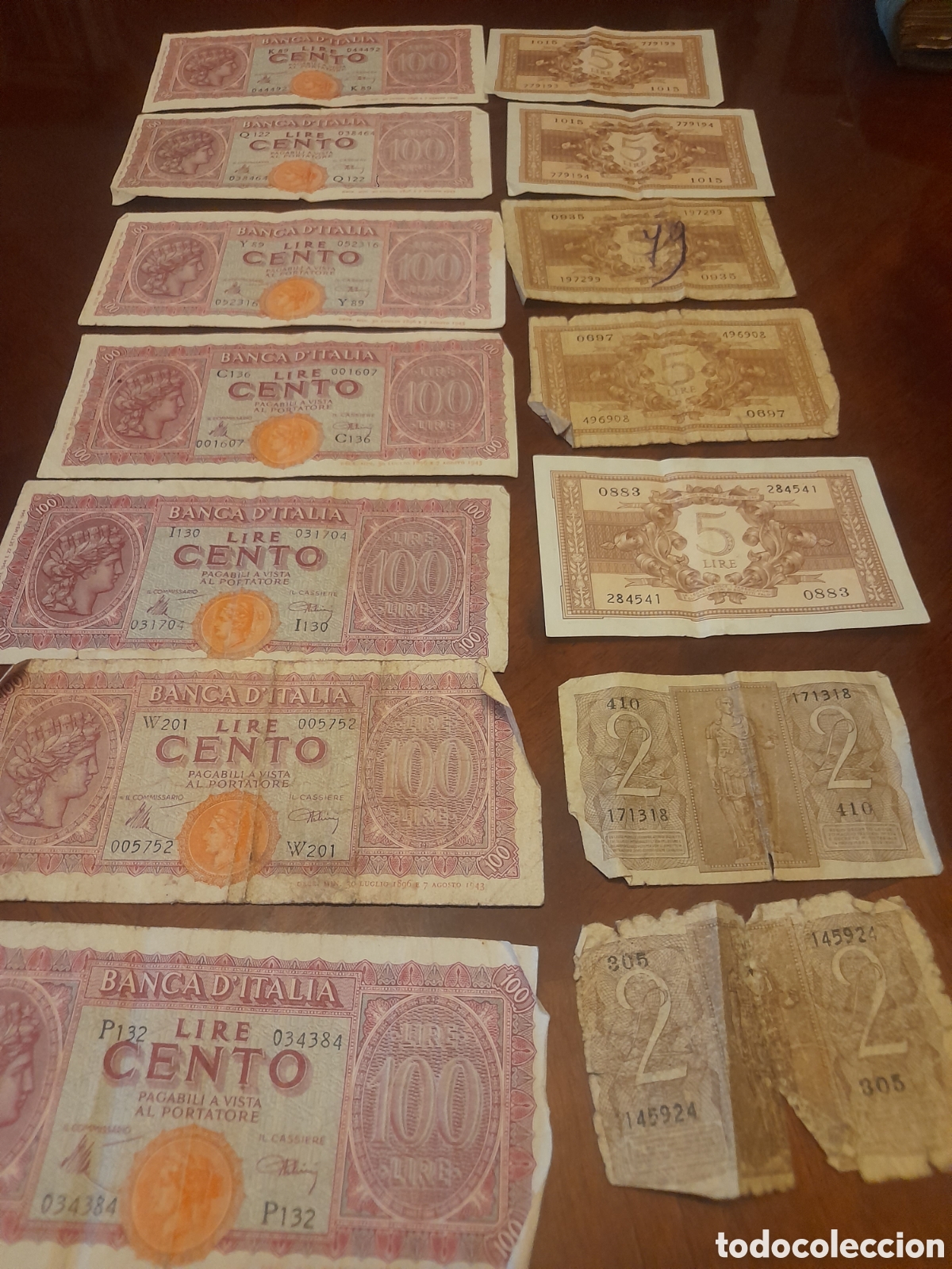 Banconote internazionali: Lote billetes liras 1942 1944