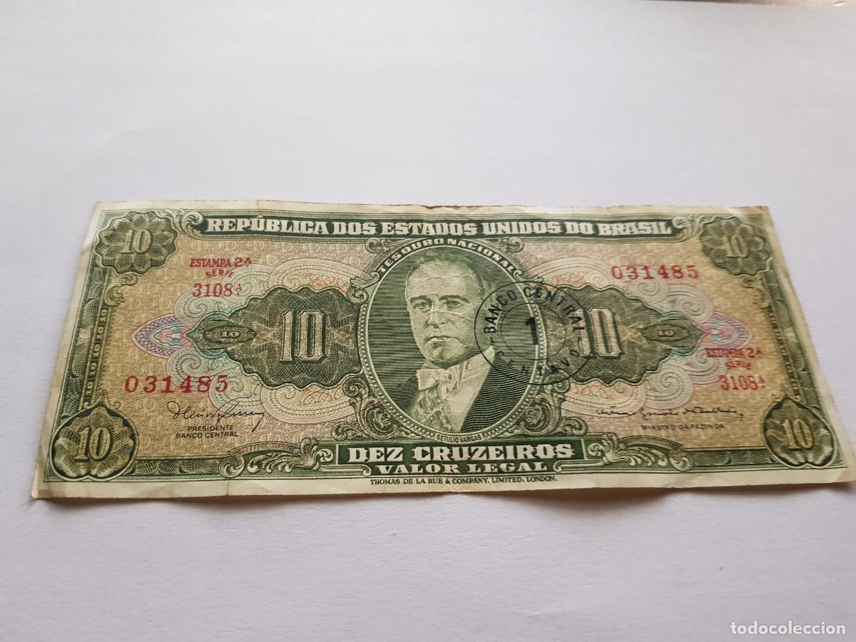 Billetes extranjeros: BRASIL- 10 CRUZEIROS-1962