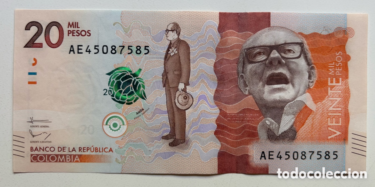 Billetes extranjeros: Billete COLOMBIA 20000 Pesos 2016