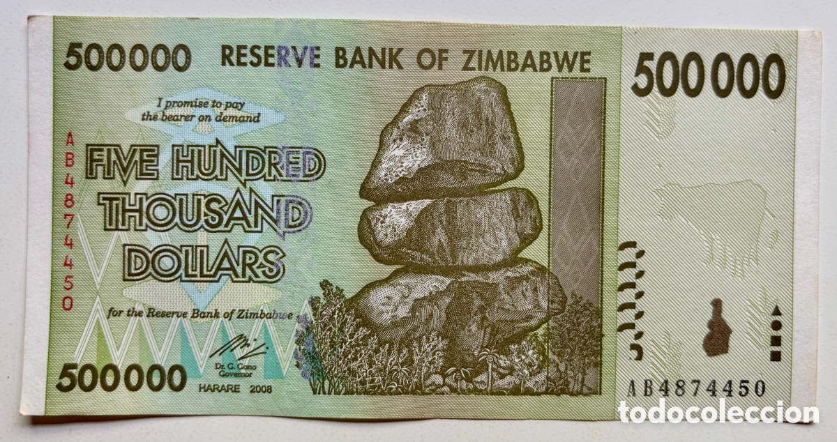 Billetes extranjeros: Billete ZIMBABWE 500000 Dolares 2008