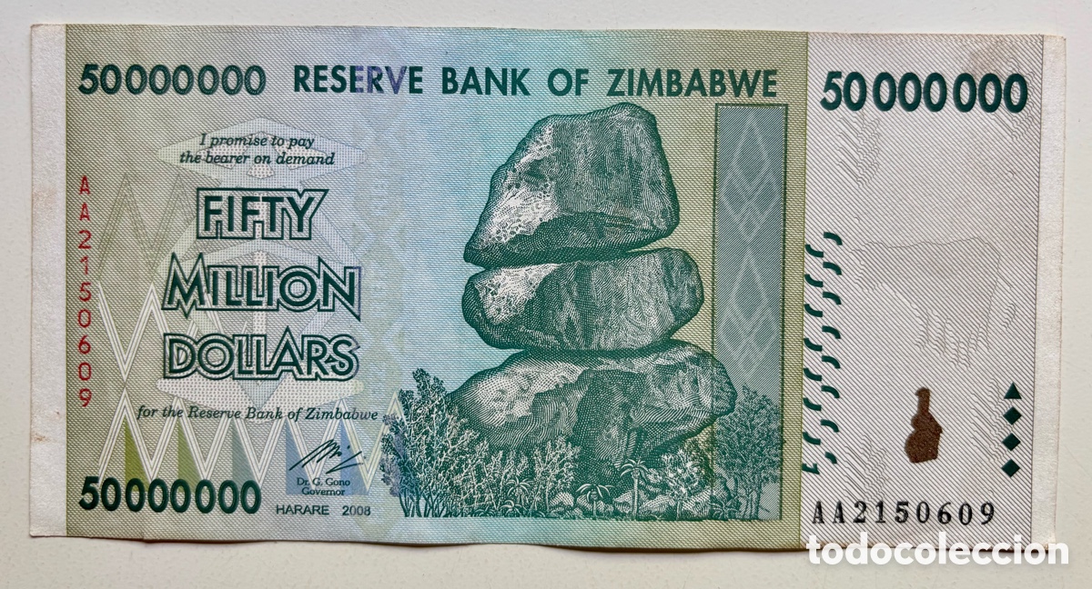 Billetes extranjeros: Billete ZIMBABWE 50000000 Dolares 2008. 50 Millones