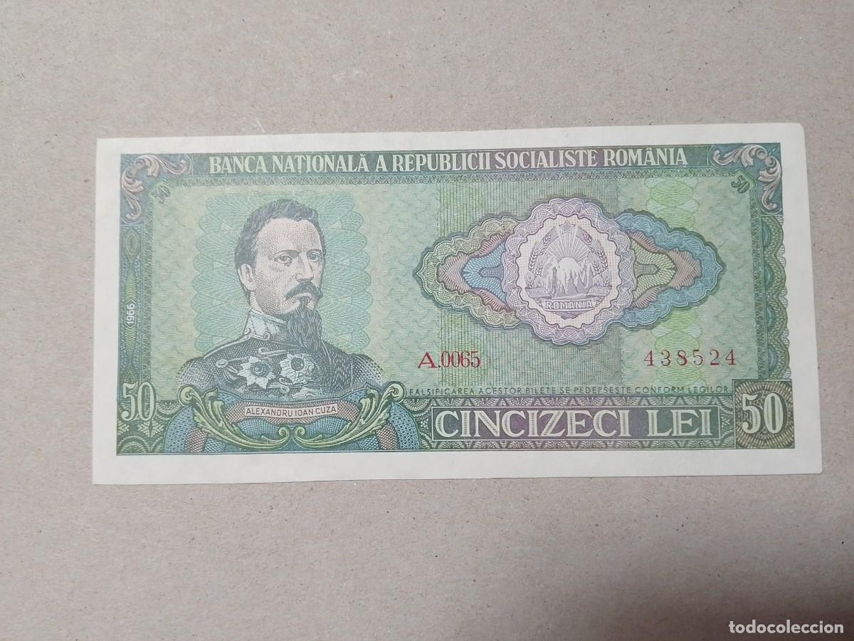 Billetes extranjeros: Billete Rumania, 50 Lei, serie A0065 n&ordm; bajisimo, a&ntilde;o 1966, UNC