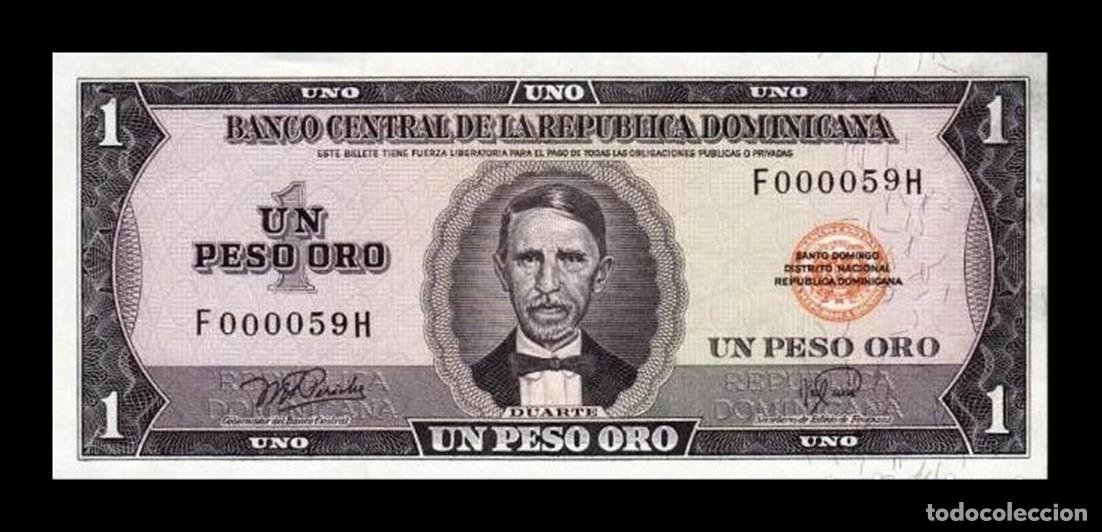 Billetes extranjeros: Rep&uacute;blica Dominicana 1 Peso Oro 1978 Pick 108d Numeraci&oacute;n Baja 000059 Sc Unc
