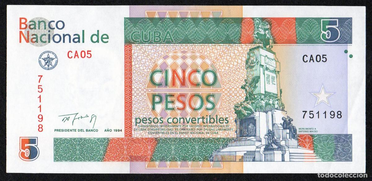 Billetes extranjeros: Billete Cuba 5 Pesos convertibles ( CUC ) 1994, SC-