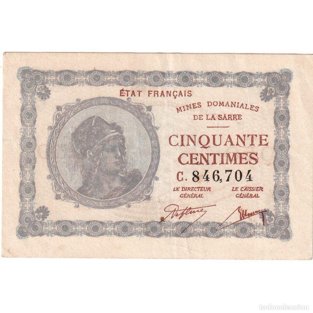 Billetes extranjeros: [#1234620] SARRE, 50 Centimes, Sarre, C.846.704, MBC