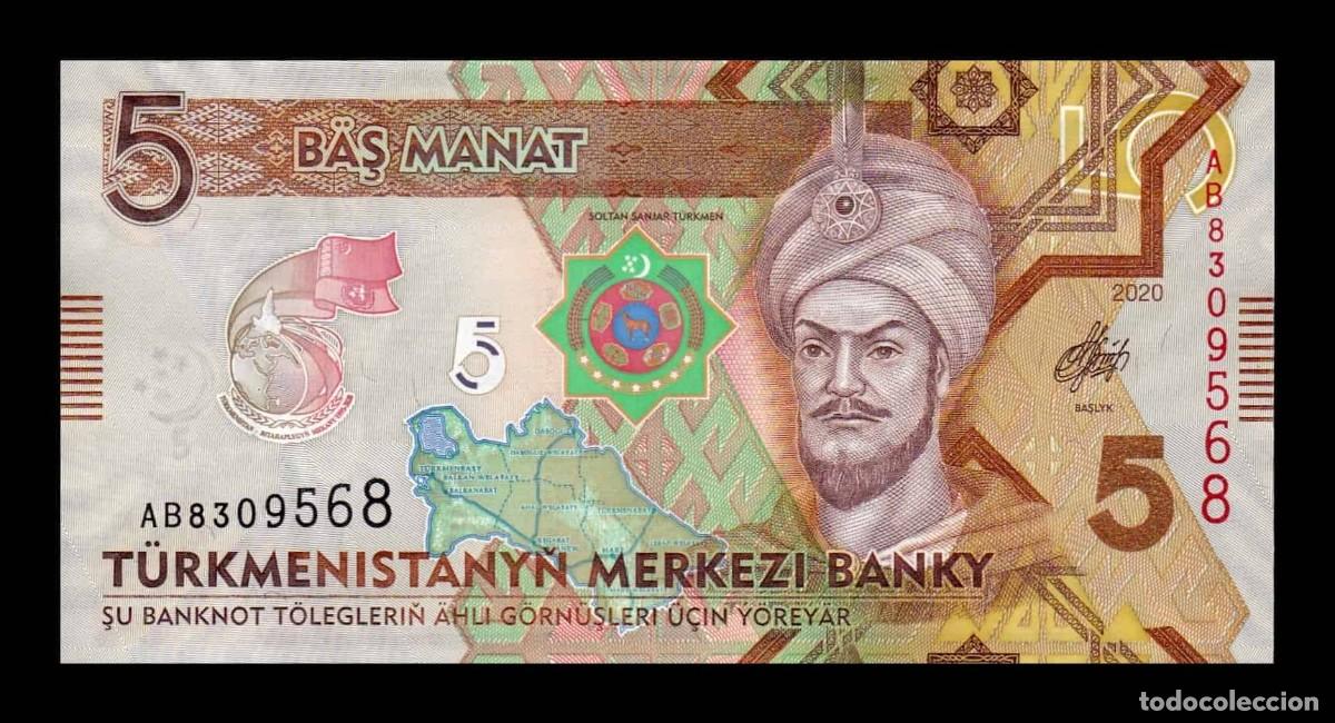 Billetes extranjeros: Turkmenist&aacute;n 5 Manat Conmemorativo 2020 Pick 43 Sc Unc